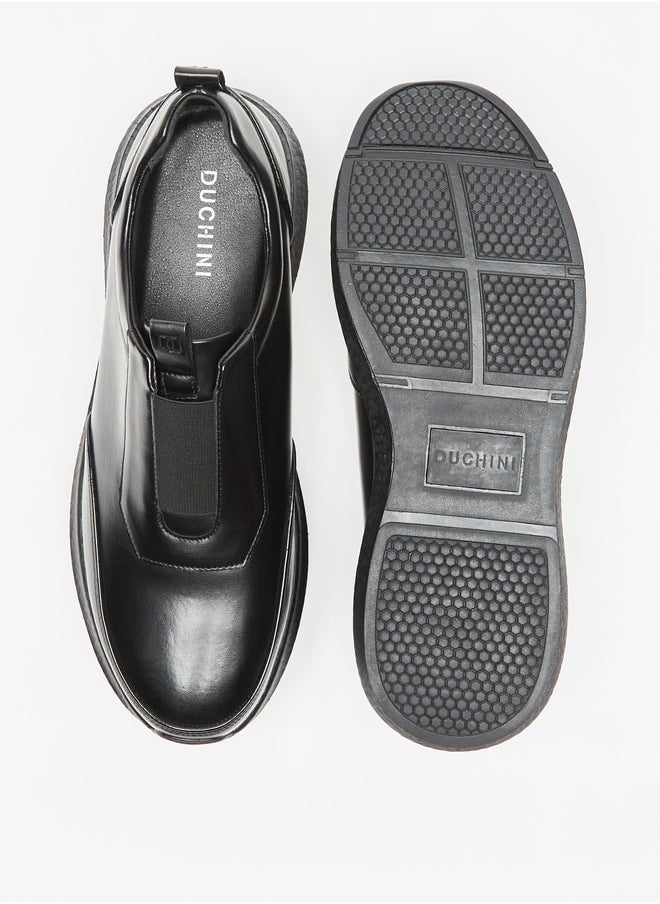 DUCHINI - Men's Solid Slip-On Loafers with Pull Tabs - Image 1