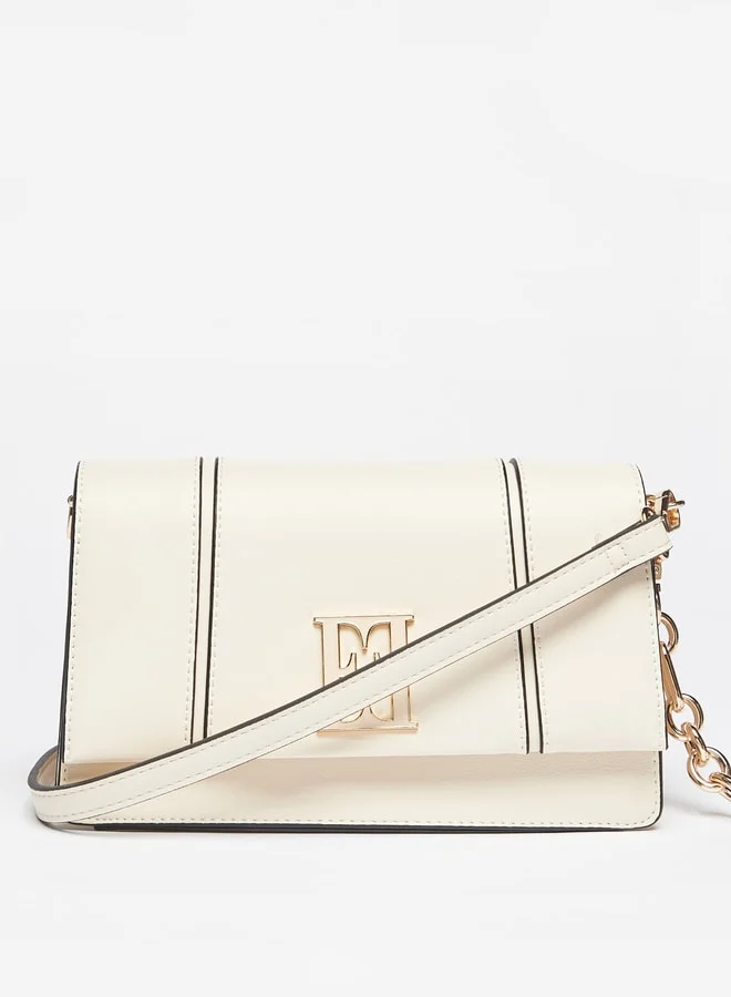 ELLE Women Solid Crossbody Bag with Detachable Strap and Button Closure