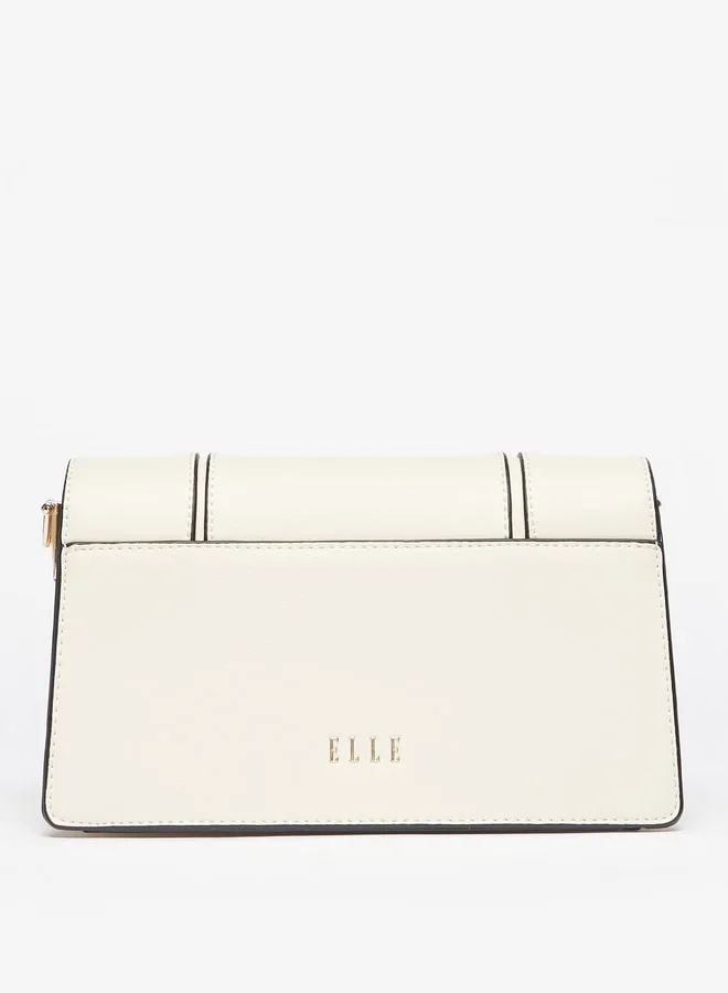 ELLE Women Solid Crossbody Bag with Detachable Strap and Button Closure