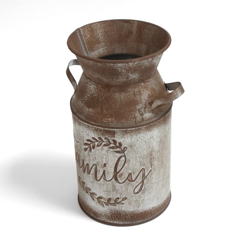 HIDERLYS 7.5" High Rustic Decorative Vase with Greetings, Metal Milk Can Country Jug for Living Room, Bedroom, Kitchen, Office - Image 4