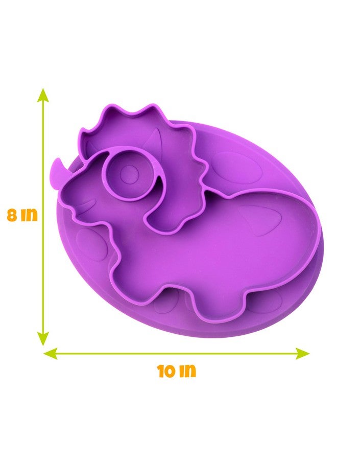 Bentology Dinosaur Silicone Compartment Plates- 3 PK T-Rex - Large Divided Sections for Easy Grabbing Baby Food Training, Non-Slip Unbreakable Material, Flexible Shapes for Toddlers, Kids - BPA Free, Food Safe - Image 3