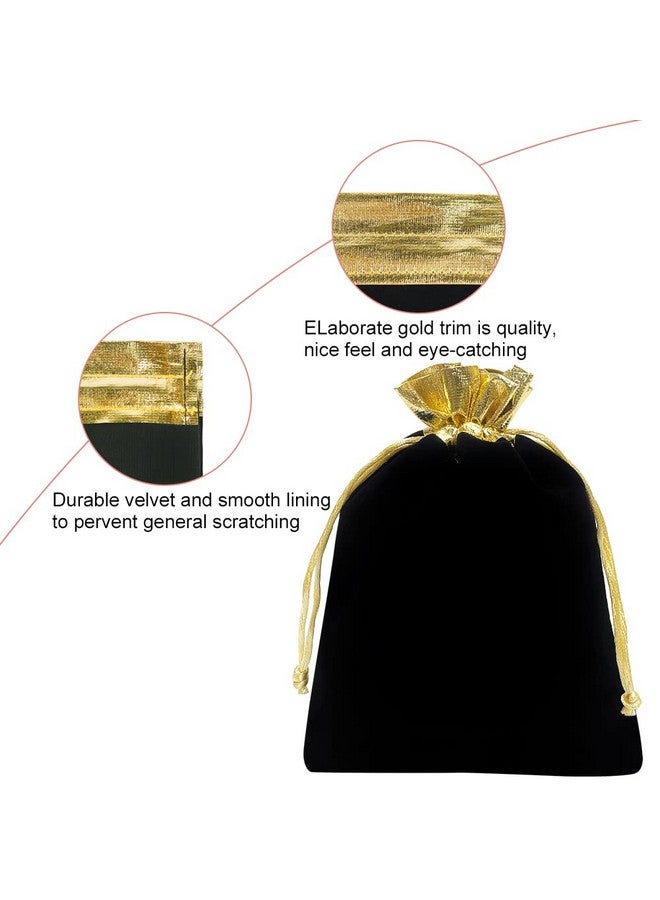 HRX Package 10Pcs Velvet Bags With Drawstrings 5X7 Inch Black Gold Cloth Gift Pouches Baggies Sacks For Jewelry Dice Party Favor - Image 3