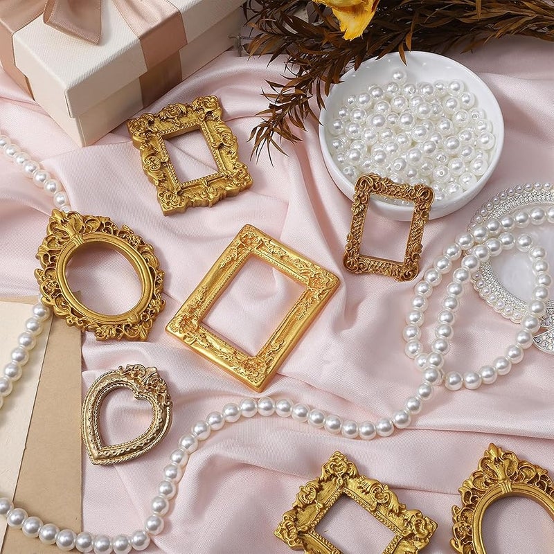 Nogeqi 10PCS Mini Gold Frames, Small Gold Picture Frames, Antique Resin Vintage Miniature Picture Frame Set for Crafts DIY  Holiday Party Photo Jewelry Display Decoration (Non-magnetic) - Image 5