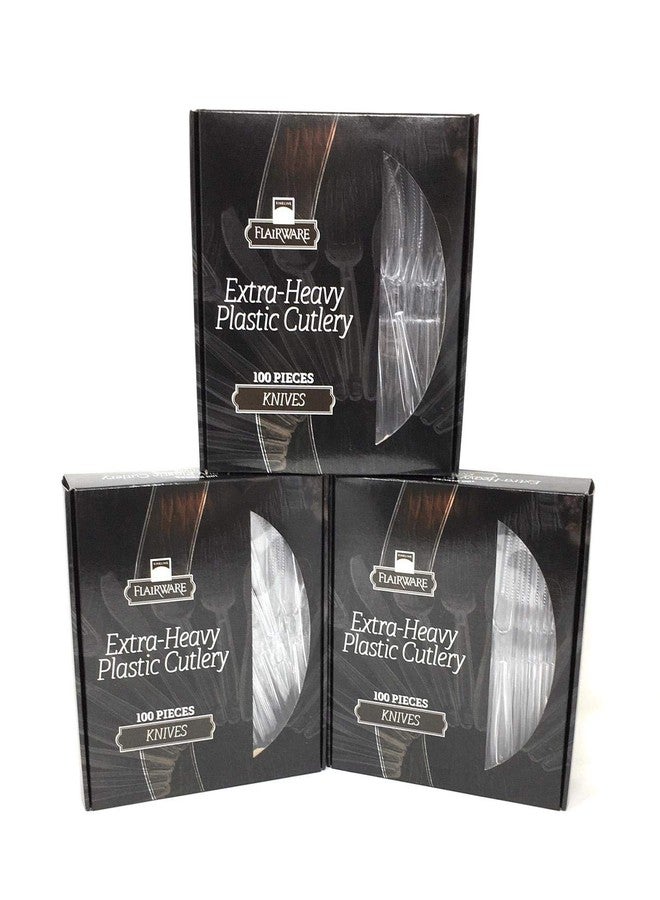 Fineline settings Fineline Flairware Collection Heavy Duty Clear Plastic Knives - Quality, Extra Durable Disposable Knives, Practical for Serving and Portioning Hot and Cold Food [300 count] - Image 1