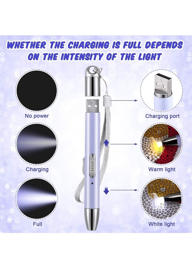 AROAQ LED Diamond Painting Pen, USB Rechargeable Painting Tool, Anti Slip Painting Drill Pen With 2 Light Modes, Compact And Portable Light Point Drill Pen For DIY Painting Craft Nail Art, (Purple) - Image 2