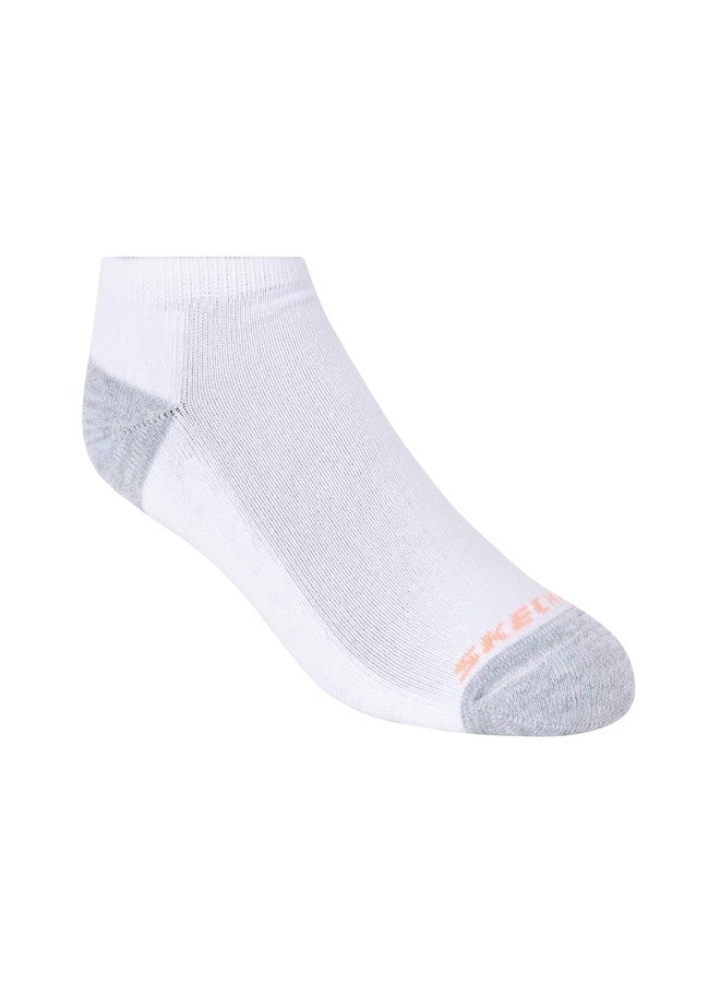 Skechers womens 10 Pack No Show Running Socks, White/Orange, 9 11 US - Image 2