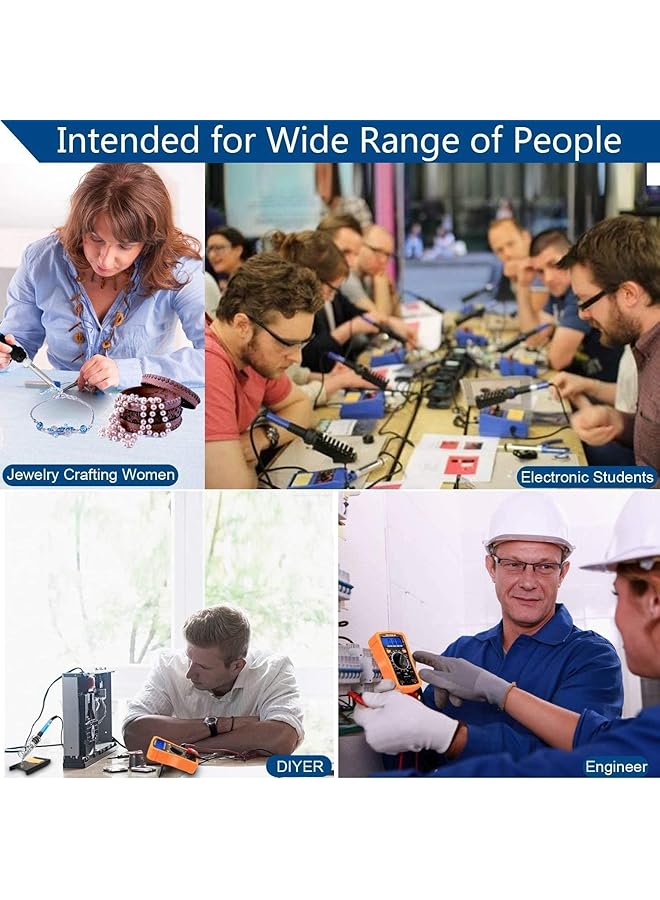 إيروريكس طقم مكواة لحام 60 وات أداة لحام قابلة للتعديل درجة الحرارة مقياس متعدد رقمي قطعتان من أطراف مكواة اللحام مضخة فك اللحام أداة تجريد الأسلاك ملقط حامل مكواة قطعتان من الأسلاك الإلكترونية - Image 5