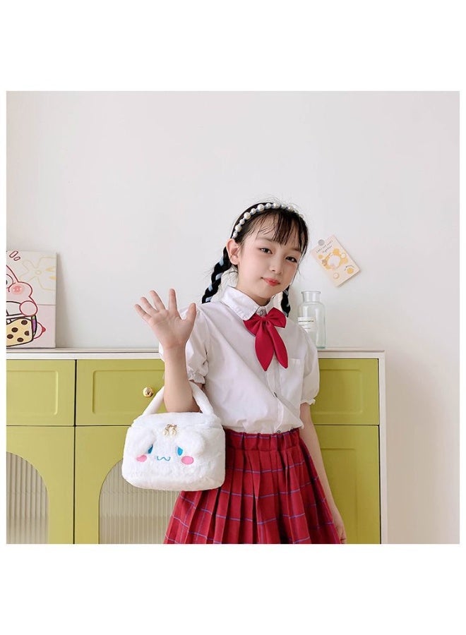 8-inch  Cinnamon white portable plush cosmetic bag - Image 3