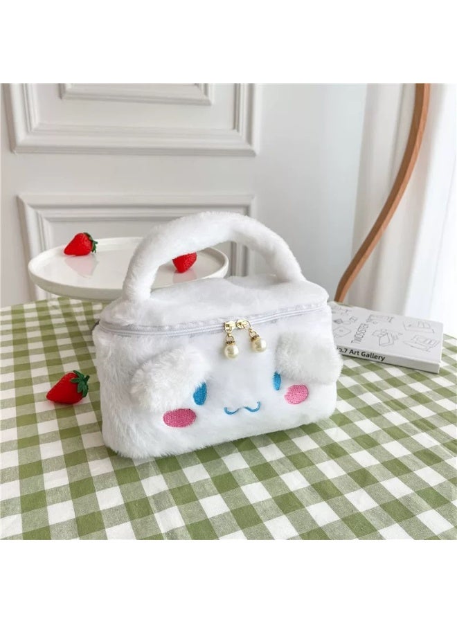 8-inch  Cinnamon white portable plush cosmetic bag - Image 2