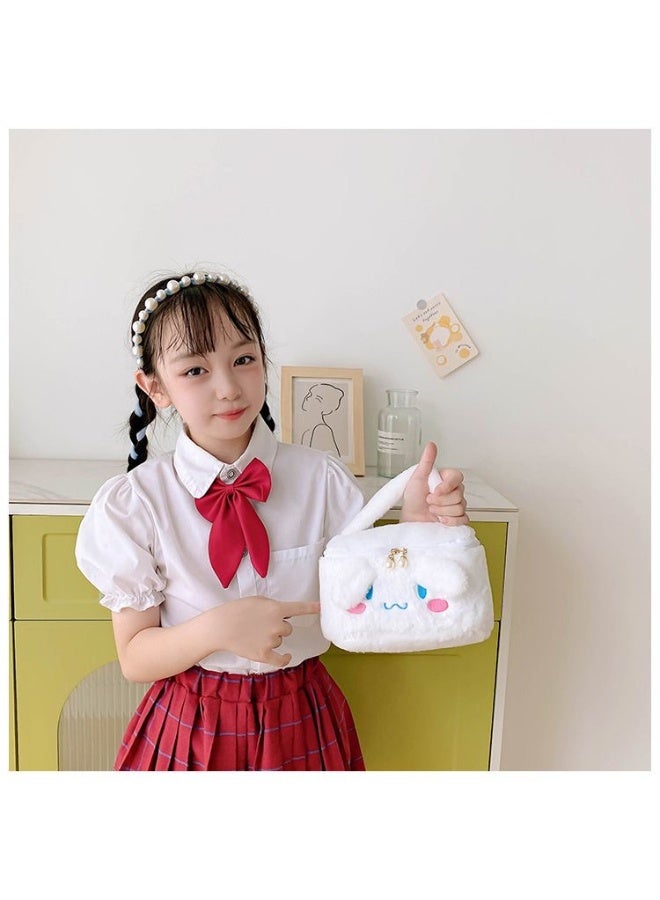 8-inch  Cinnamon white portable plush cosmetic bag - Image 4