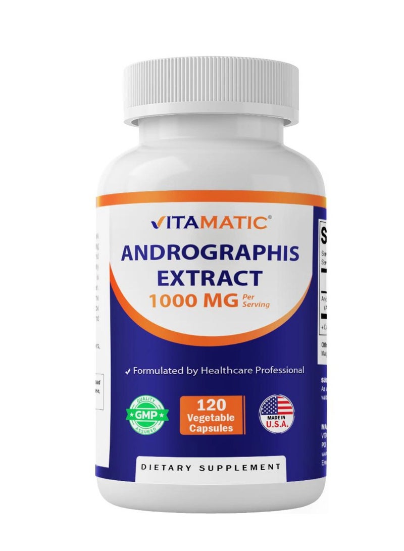 Vitamatic Andrographis Extract 120 Vegetable Capsules (500 mg per Capsule)