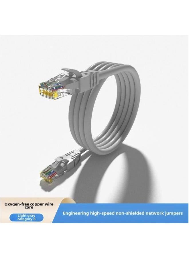 Household Engineering FS/UTP Super Category 5 Or 6 Unshielded Jumper Network Connection Line Oxygen-Free Copper Cable Gigabit Computer-Color:Six Types Of (light Gray) Oxygen-free Copper-Line Length:  - Image 1