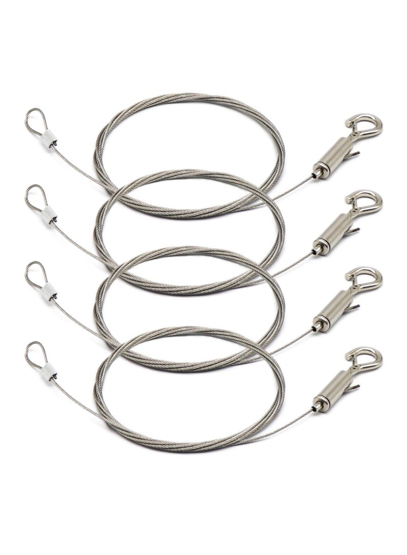 Excefore 4 Pcs Adjustable Picture Hanging Wire with Loop and Hook, 3.28ft (1Meters) Heavy Duty Picture Hanging Wire Kit, Stainless Steel Hanging Wire Rope for Mirror, Picture, Light/Lamp Holder - Up to 20KG - Image 1