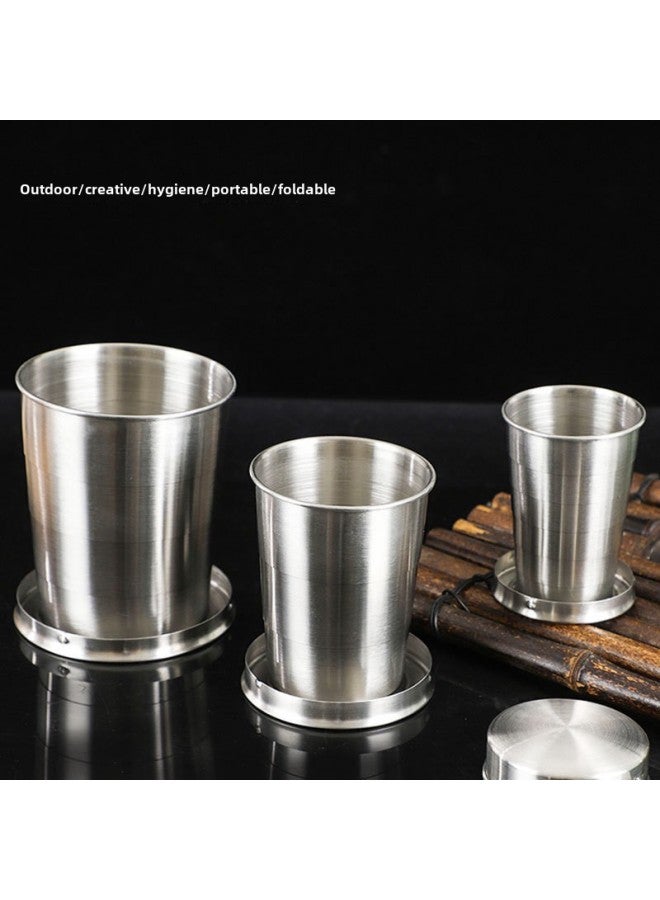 Stainless Steel Retractable Cup Folding Cup Outdoor Travel Wash Cup Portable Creative Compression Cup Mini Wine Glass-Color:Stainless Steel-Capacity:Six Fold Cup 75ml  - Image 5