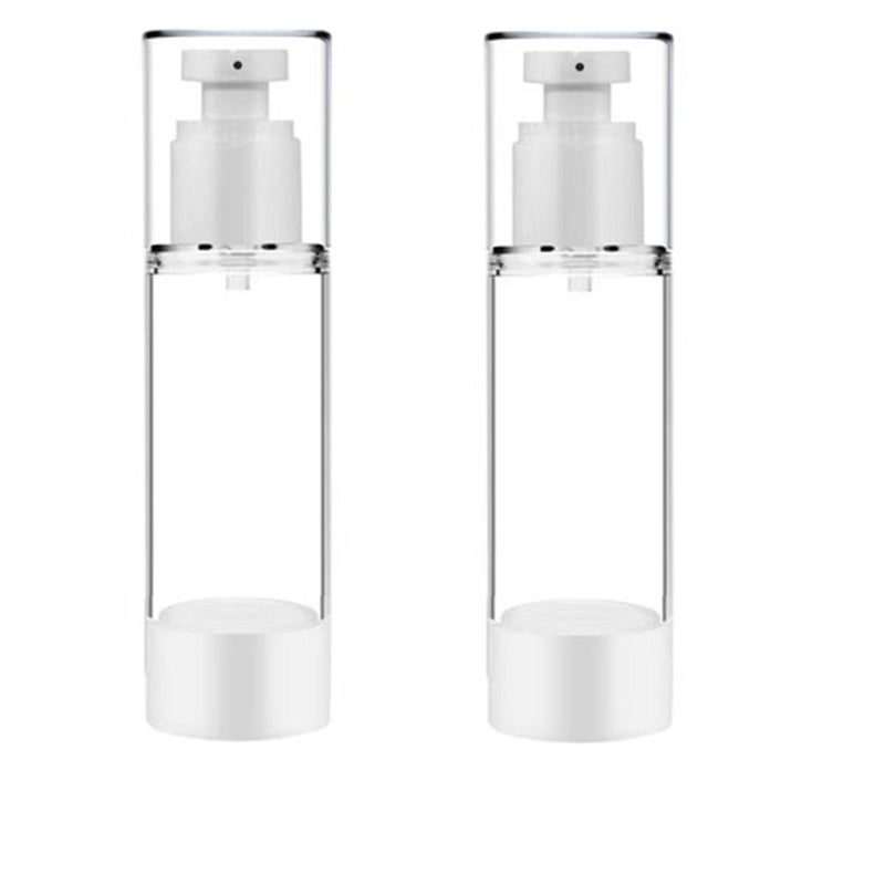 KEAIYYJ Travel Pump Bottle for Toiletries Airless Face Wash Container Empty Refillable Dispensers 1 oz30 ml 2 Pack