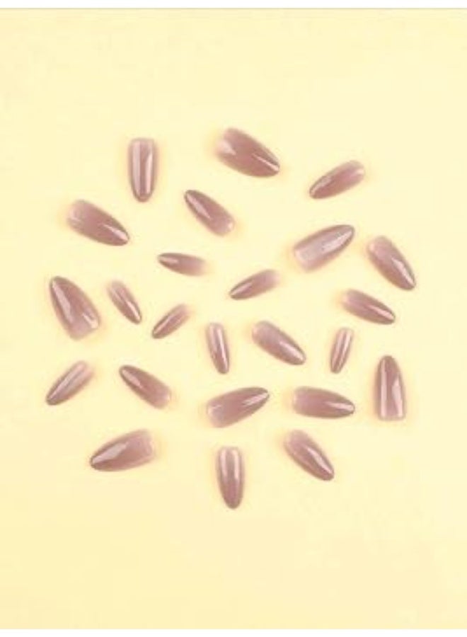 Shein 24pcs Medium Nails Nude Cat Eye Press On Nails - Image 4