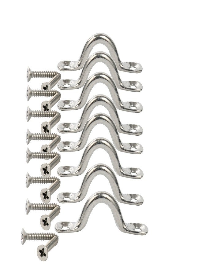 Amarine Made Pack of 8 Stainless Steel Bimini Boat Top PAD Eye, Eye Straps, Tie Down, Kayak Deck Loops, Tie Down Anchor Point, footman's Loop for Kayak Canoe Rigging - Image 1