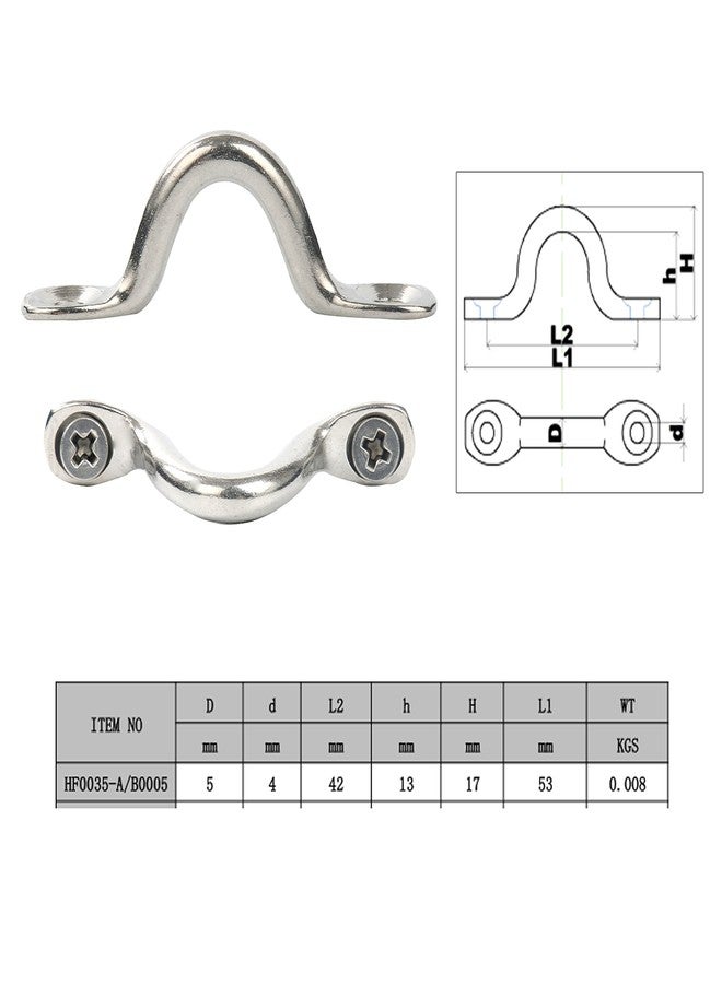 Amarine Made Pack of 8 Stainless Steel Bimini Boat Top PAD Eye, Eye Straps, Tie Down, Kayak Deck Loops, Tie Down Anchor Point, footman's Loop for Kayak Canoe Rigging - Image 2