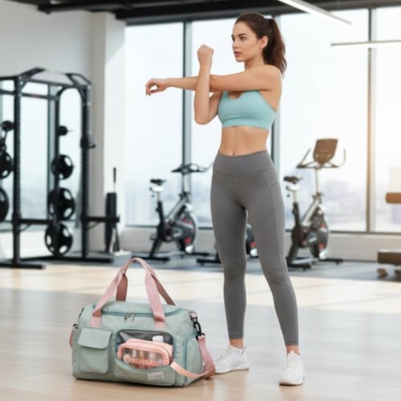 Small Gym Bag for Women Duffle Carry-On Weekender Bag with Shoe Compartment Wet Pocket Tote Bag for Travel, Workout, Sports Lightweight, Water-Resistant, 30L Capacity Black - Image 2