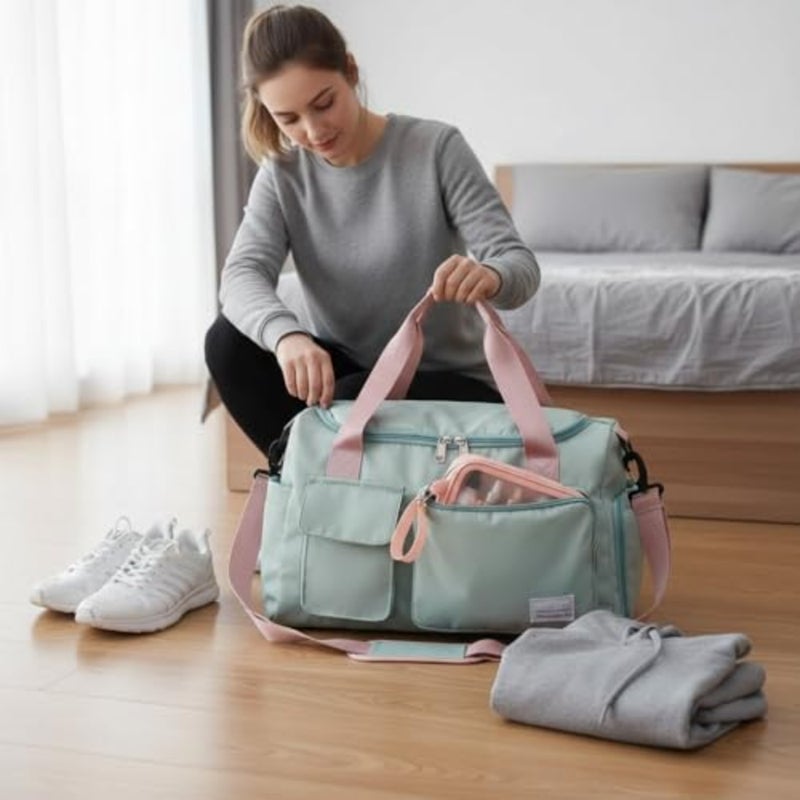 Small Gym Bag for Women Duffle Carry-On Weekender Bag with Shoe Compartment Wet Pocket Tote Bag for Travel, Workout, Sports Lightweight, Water-Resistant, 30L Capacity Black - Image 3