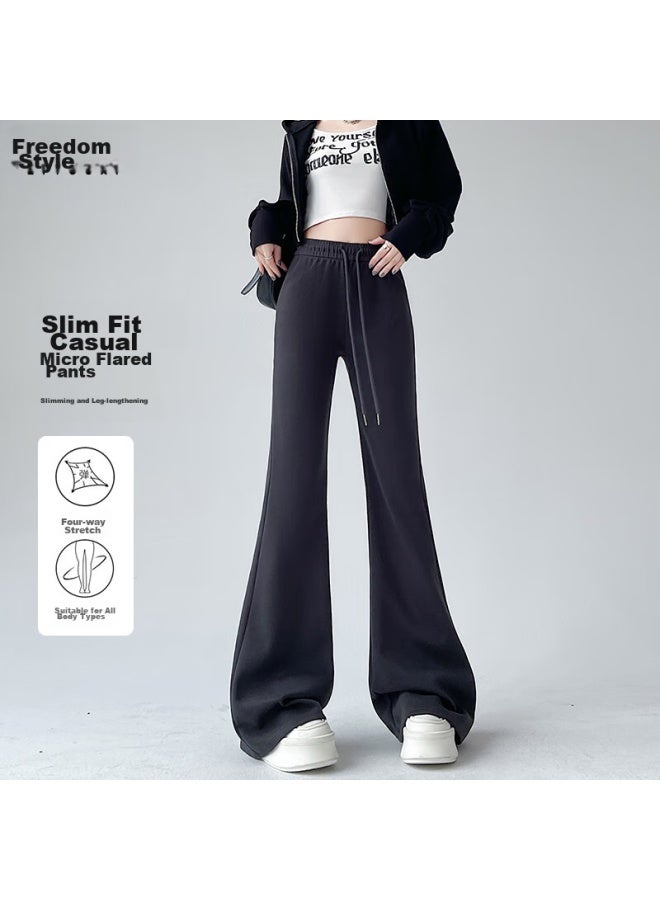 Liberal Freedom-style Micro Flare Pants For Women, Spring And Autumn New High-waisted Wide-leg Flared Pants, Casual High-heeled American Yoga Sweatpants - Image 1