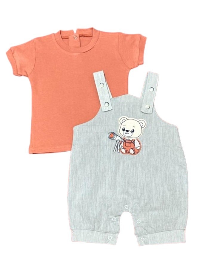 Baby Romper Set, 2 Pcs – T-Shirt & Romper, Soft and Comfortable - Image 2