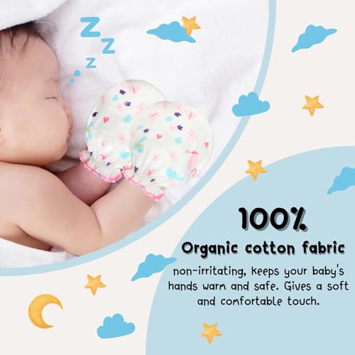 RATIVE Newborn Baby Boys and Girls Gloves,No Scratch Mittens 100% Cotton (0-6 Months, 6 Pairs/assorted) - Image 5