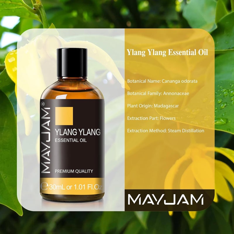 زيت الإيلنغ الإيلنغ العطري من MAYJAM مع قطارة زجاجية، MAYJAM 1.01 أونصة سائلة زيت الإيلنغ الإيلنغ العطري للمبخرات، المرطب، اليوجا، صنع صابون الشموع - Image 2