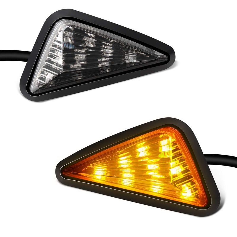 NTHREEAUTO Flush Mount Smoked LED Turn Signal Light 12V Motorcycle Amber Indicators Compatible with Honda CBR Yamaha YZF Kawasaki Suzuki GSXR