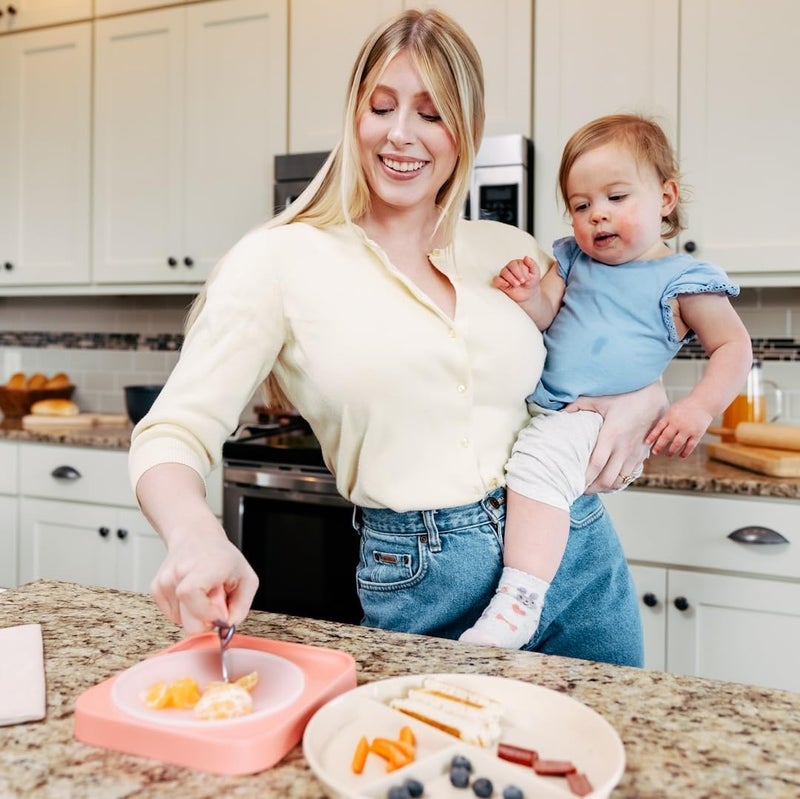 totchop Sharp Rocker Knife for Adults – Chef-Grade Kitchen Knife for Parents and Kids 12+ with Non-Slip Cutting Board, Dishwasher Safe, One-Handed Meal Prep, Microplastic-Free Insert (Sweet Peach) - Image 2