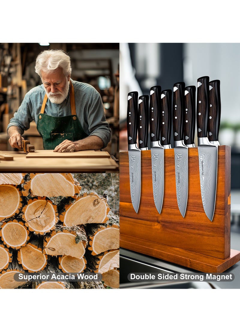 WISFOR - Kitchen Magnetic Knife Block Wooden Magnetic Knife Holder Multifunctional Storage Knife Holder Double Sided Knife Magnet for Kitchen Home Magnetic Knife Holder Stand for Counter top - Image 1
