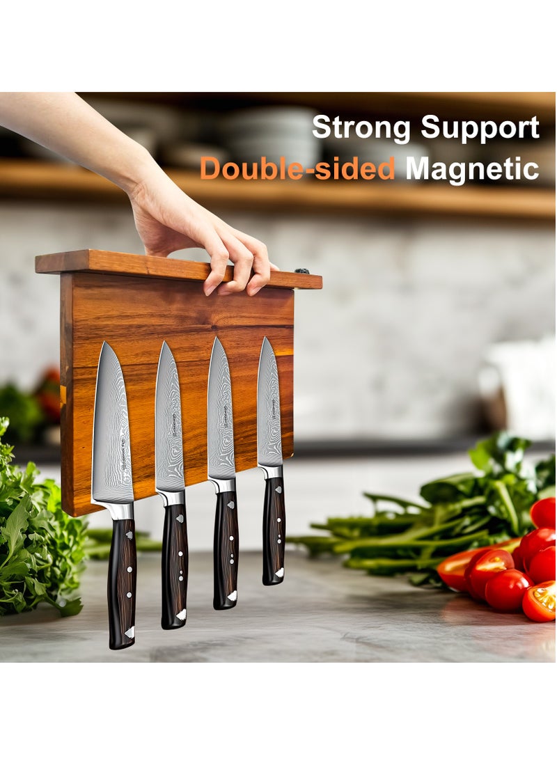 WISFOR - Kitchen Magnetic Knife Block Wooden Magnetic Knife Holder Multifunctional Storage Knife Holder Double Sided Knife Magnet for Kitchen Home Magnetic Knife Holder Stand for Counter top - Image 1
