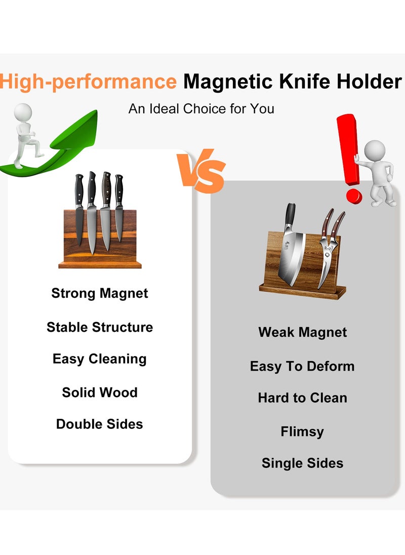 WISFOR - Kitchen Magnetic Knife Block Wooden Magnetic Knife Holder Multifunctional Storage Knife Holder Double Sided Knife Magnet for Kitchen Home Magnetic Knife Holder Stand for Counter top - Image 1