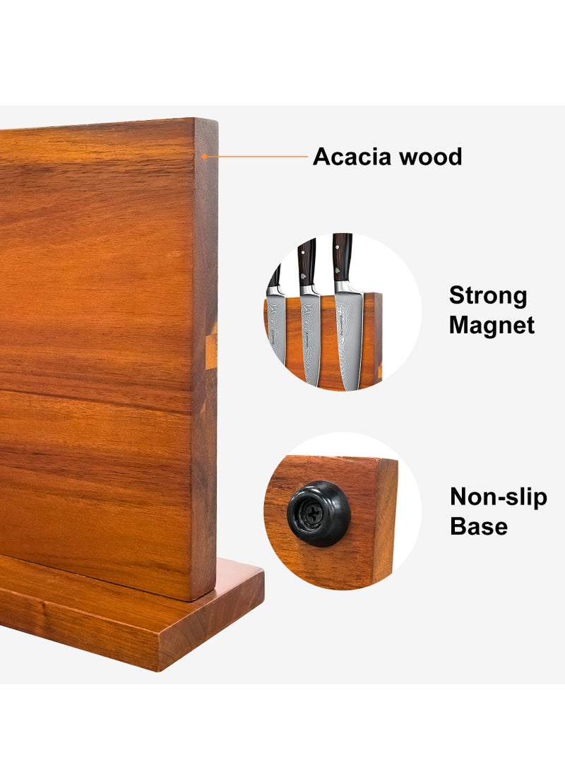 WISFOR - Kitchen Magnetic Knife Block Wooden Magnetic Knife Holder Multifunctional Storage Knife Holder Double Sided Knife Magnet for Kitchen Home Magnetic Knife Holder Stand for Counter top - Image 1