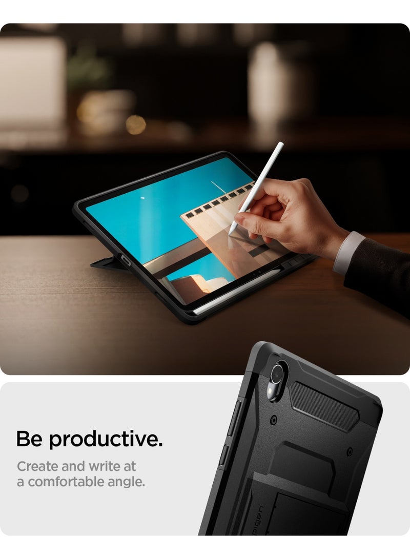 Spigen Tough Armor Pro Samsung Galaxy Tab S11 Case (2025) 11 inch Shockproof Protective Hard Shell Cover with Kickstand and S Pen Holder - Black - Image 5