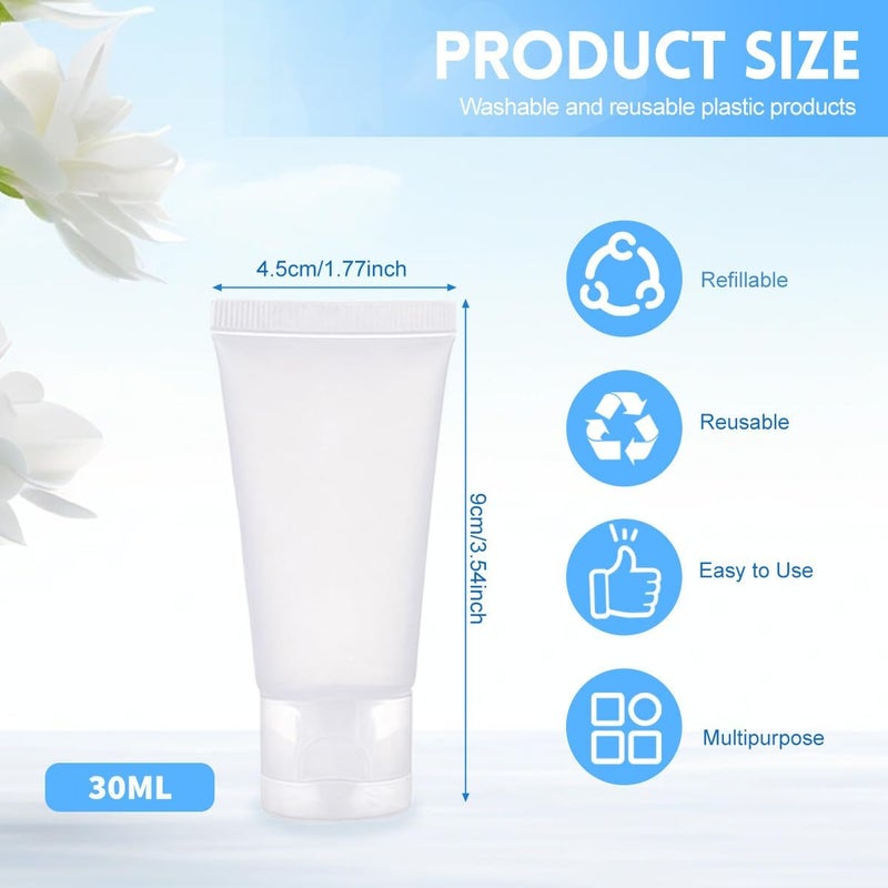 UPSTORE 24PCS 30ml/1.7oz Empty Refillable Clear Plastic Squeeze Soft Tubes with Flip Cover Lotion Bottle Travel Sample Packing Cosmetic Makeup Container Storage Vials Jars for Facial Cleaner Toiletries - Image 2