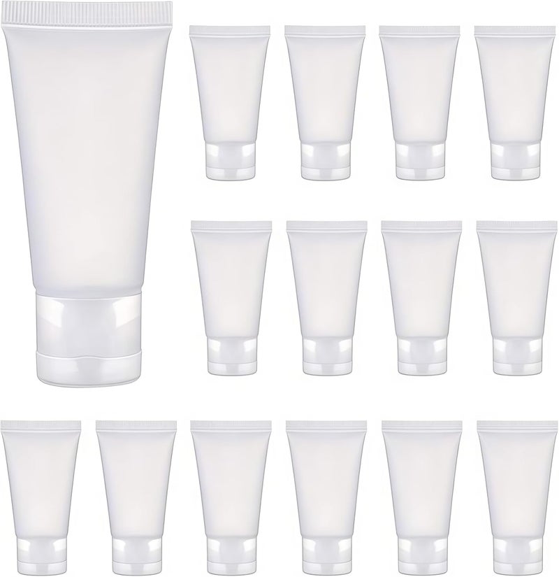 UPSTORE 24PCS 30ml/1.7oz Empty Refillable Clear Plastic Squeeze Soft Tubes with Flip Cover Lotion Bottle Travel Sample Packing Cosmetic Makeup Container Storage Vials Jars for Facial Cleaner Toiletries - Image 1
