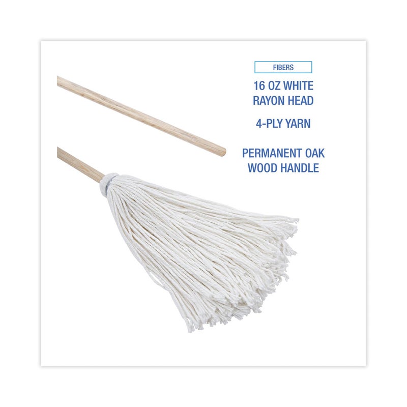 boardwalk BWK116R 16 oz. Rayon Fiber Head Deck Mop with Wooden Handle (6/Carton) - Image 3