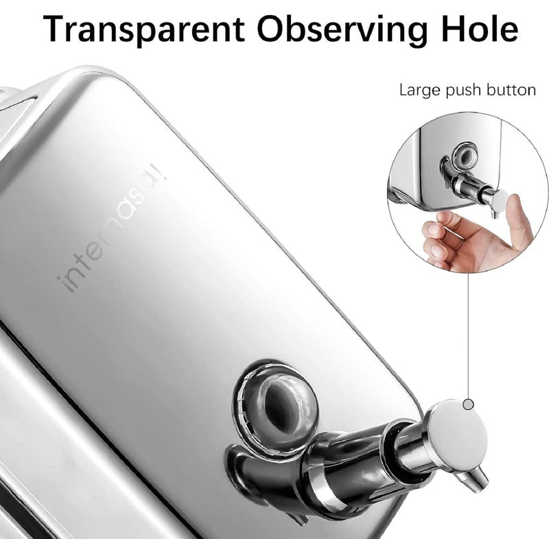 TARGET HYGIENE Commercial Soap Dispenser Wall Mount - Stainless Steel Wall Mounted Soap Dispenser for Bathroom - New Superior Design with Premium Anti-Leak Pump and Corrosion-Proof Lining -(500ml) - Image 5