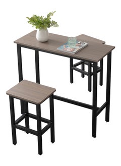 Chulovs Dining Table Set Bar Table And Chairs Set Kitchen Bar Height Table With Stools Set Of 2, Steel Frame Industrial Style Bar Table For Kitchen Living Party Room 100X40X90 Cm  - Image 1
