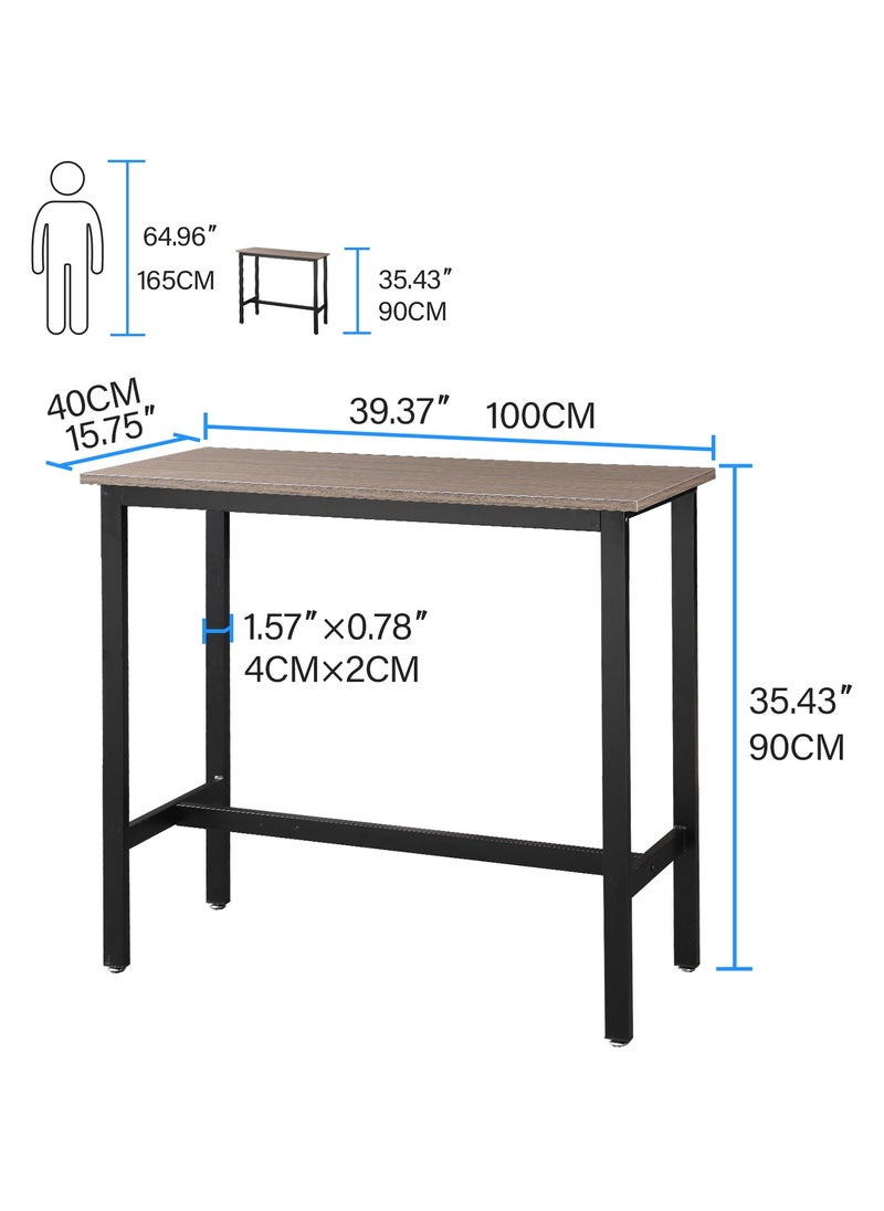 Chulovs - Dining Table Set Bar Table And Chairs Set Kitchen Bar Height Table With Stools Set Of 2, Steel Frame Industrial Style Bar Table For Kitchen Living Party Room 100X40X90 Cm - Image 1