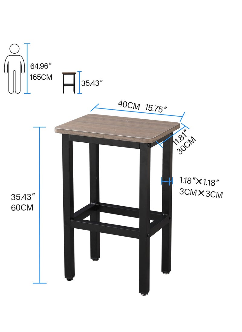 Chulovs - Dining Table Set Bar Table And Chairs Set Kitchen Bar Height Table With Stools Set Of 2, Steel Frame Industrial Style Bar Table For Kitchen Living Party Room 100X40X90 Cm - Image 1