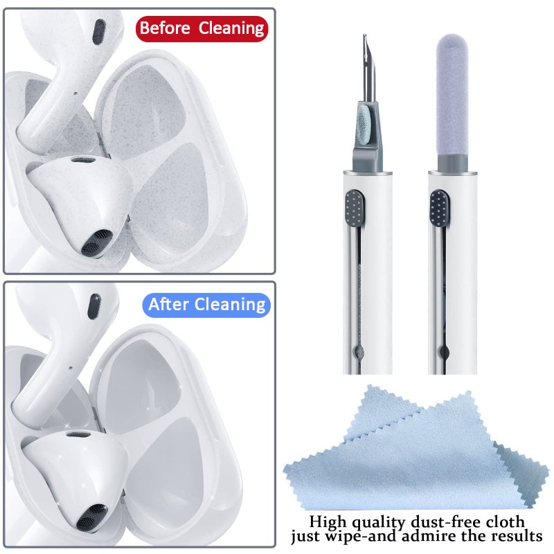 VUBOJO Airpod Cleaner Kit, Earbud Cleaning Kit for Airpods Pro 1 2 3,Multi-Function Cleaning Pen with Soft Brush Flocking Sponge, Suitable for Bluetooth Headset, Charging Box, Mobile Phone,Earbud (1Pcs) - Image 4