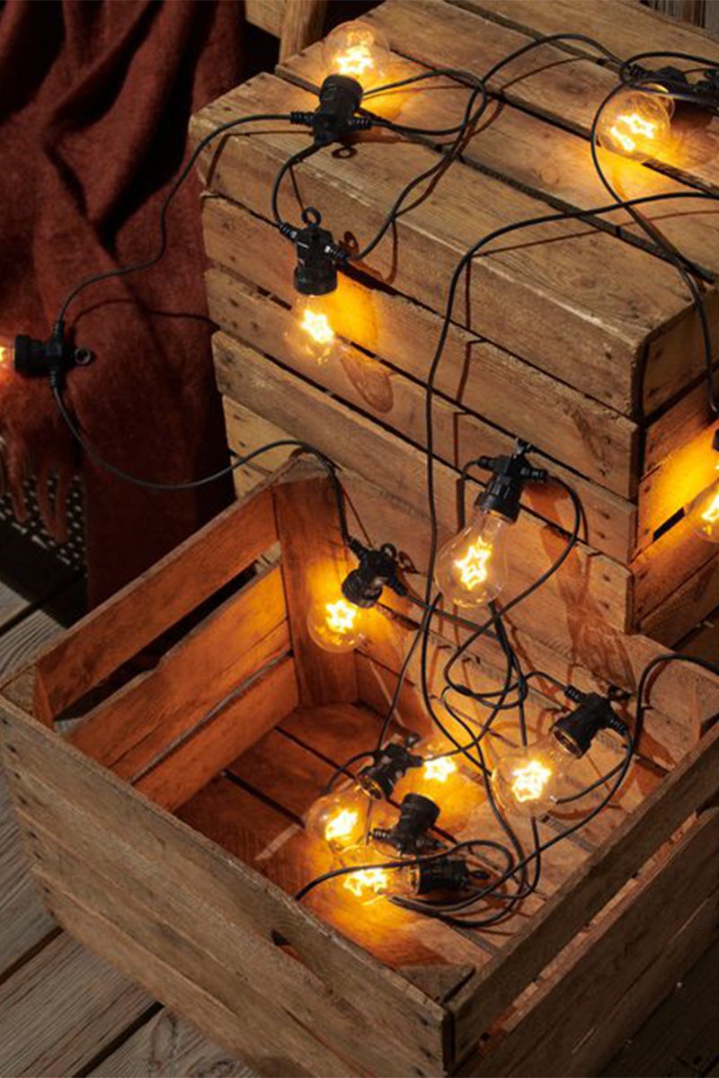 Tchibo 12 Pieces Outdoor LED Filament Fairy Lights, Black  - Image 1