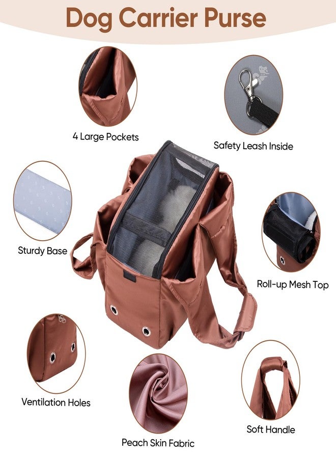 Gisaryc Dog Purse Carrier for Small Dogs, Cats, and Puppies – Soft-Sided Travel Pet Tote Bag with 4 Large Pockets, Foldable, Lightweight, Fits Pets up to 15 lbs, for Travel, Outings (Brown) - Image 3