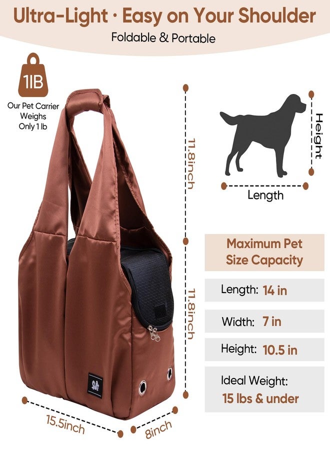 Gisaryc Dog Purse Carrier for Small Dogs, Cats, and Puppies – Soft-Sided Travel Pet Tote Bag with 4 Large Pockets, Foldable, Lightweight, Fits Pets up to 15 lbs, for Travel, Outings (Brown) - Image 2