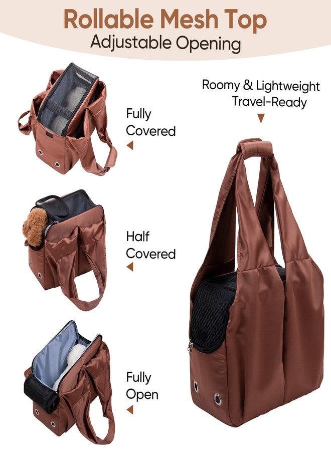Gisaryc Dog Purse Carrier for Small Dogs, Cats, and Puppies – Soft-Sided Travel Pet Tote Bag with 4 Large Pockets, Foldable, Lightweight, Fits Pets up to 15 lbs, for Travel, Outings (Brown) - Image 4