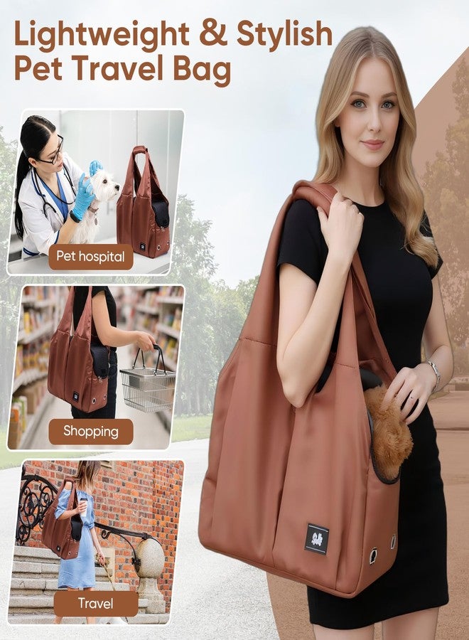 Gisaryc Dog Purse Carrier for Small Dogs, Cats, and Puppies – Soft-Sided Travel Pet Tote Bag with 4 Large Pockets, Foldable, Lightweight, Fits Pets up to 15 lbs, for Travel, Outings (Brown) - Image 5