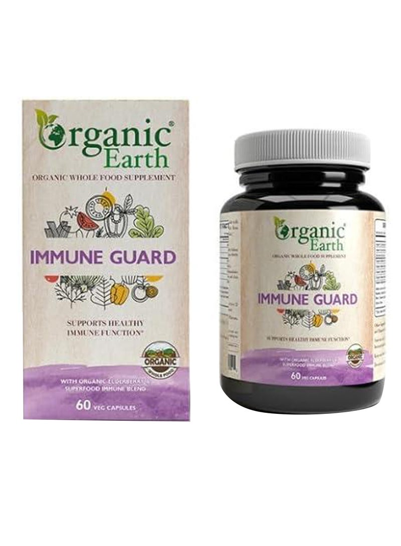 Organic Earth Immune Guard with Organic Elderberry & Superfood Immune Blend  60 Capsules