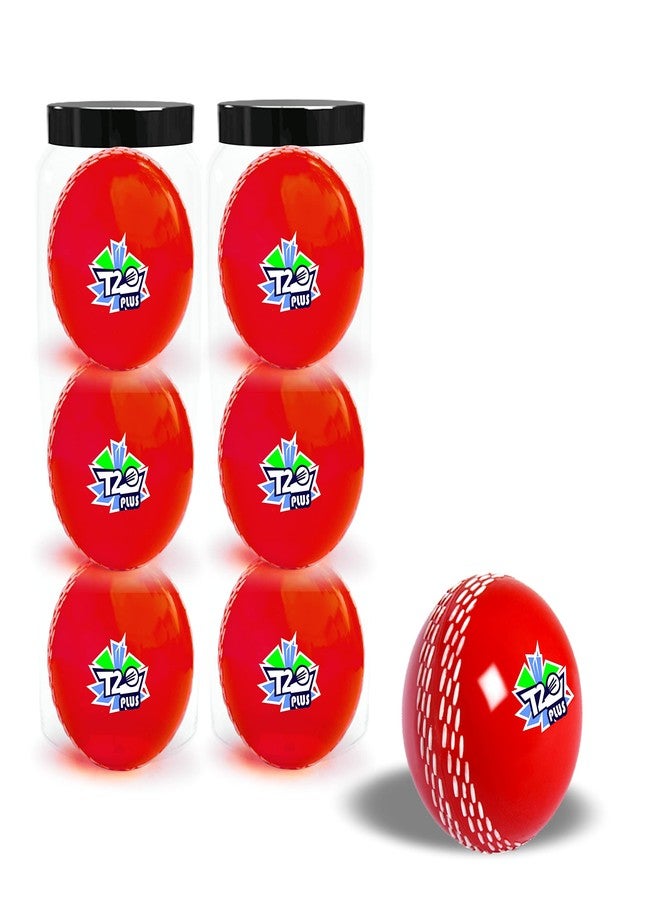 jaspo Synthetic Rubber T-20 Plus Practice Cricket Ball/Wind Balls (125-130 Gms) For - Indoor & Outdoor Street & Beach Cricket (Pack Of 6) (Red) - Image 3